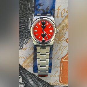 Men’s Luxury Stainless Steel Automatic Watch “OP” Style Red Dial Colorway 41mm